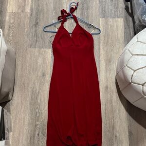 BCBG MAXAZRIA Elegant Red Halter Dress